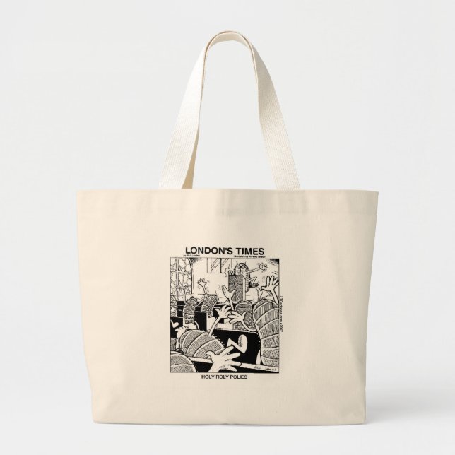 Holy Roly Polies Funny Large Tote Bag (Front)