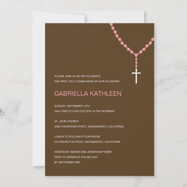 Holy Rosary Baptism /First Communion Invitation (Front)