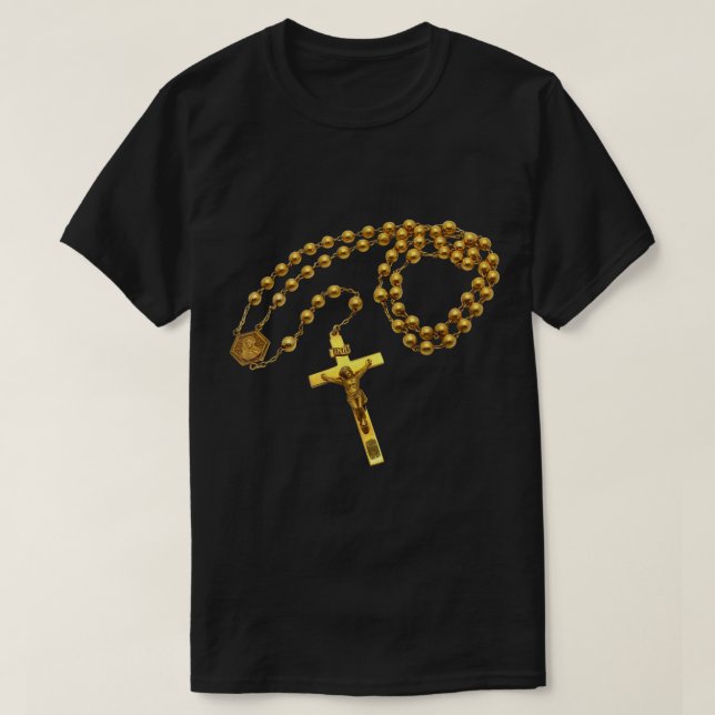 Holy Rosary Beads Catholic Religion Faith Mama Mar T-Shirt (Design Front)