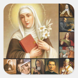 Holy Saints Collage Priests Nuns Pope Square Sticker