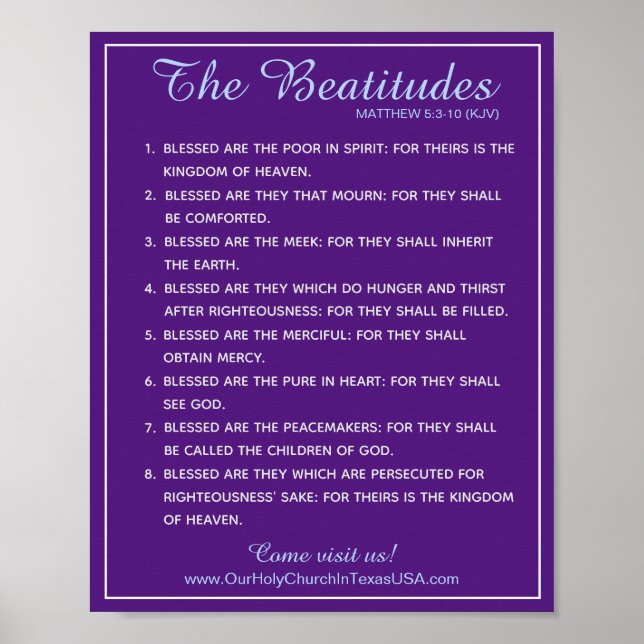 Holy Scripture Matthew 5:3 to 5:10 Beatitudes Poster (Front)