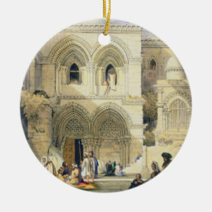 Holy Sepulchre, in Jerusalem (colour litho) Ceramic Tree Decoration