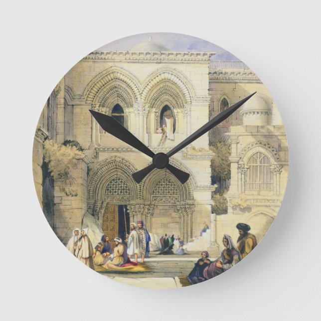 Holy Sepulchre, in Jerusalem (colour litho) Round Clock (Front)
