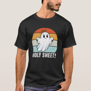 Holy Sheet Funny Halloween Ghost Meme Retro Devine T-Shirt
