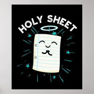 Holy Sheet Funny Halo Paper Pun Dark BG Poster