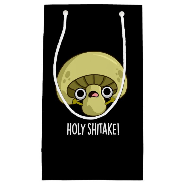 Holy Shitake Funny Mushroom Pun Dark BG Small Gift Bag (Front)