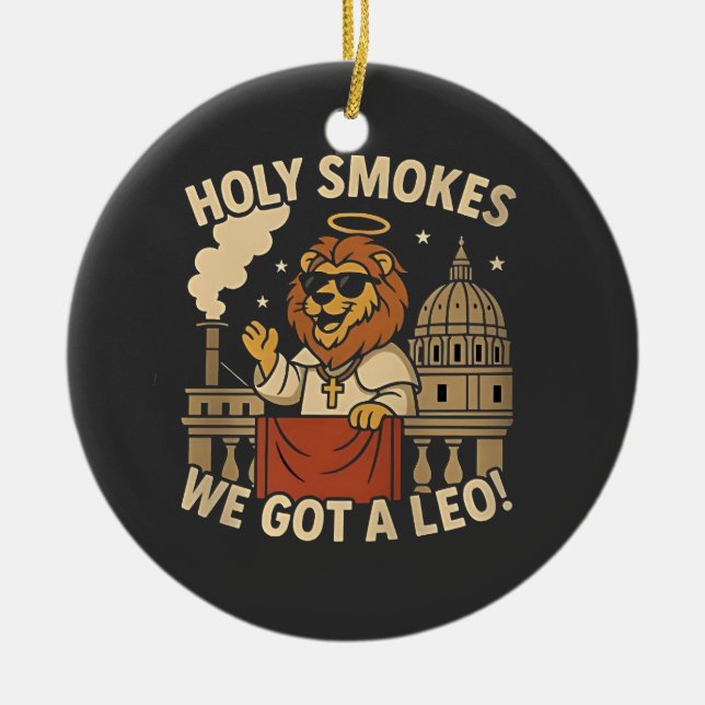Holy Smoke Pope Leo XIV Christian Church  Ceramic Tree Decoration (Front)