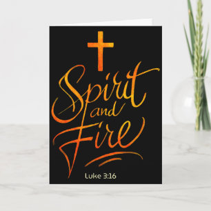 Holy Spirit &amp; Fire Christian Cross Of Jesus, L Card