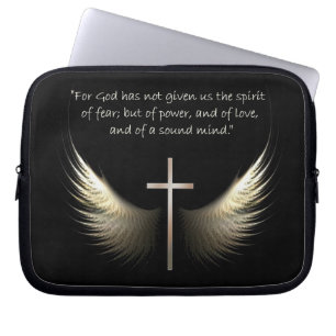 Holy Spirit and Christian Cross and Bible Verse Laptop Sleeve