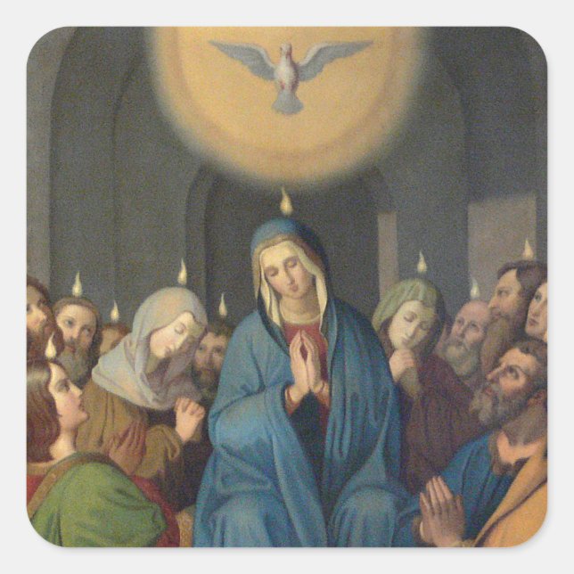 Holy Spirit Blessed Virgin Mary Confirmation Square Sticker (Front)