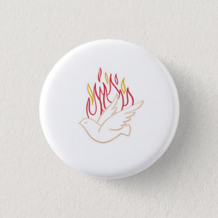 Holy Spirit -  Dove and Flames Illustration  3 Cm Round Badge