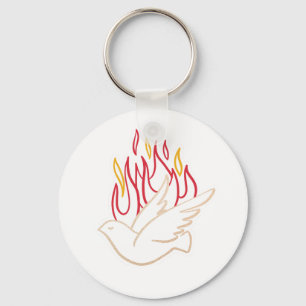 Holy Spirit -  Dove and Flames Illustration  Key Ring