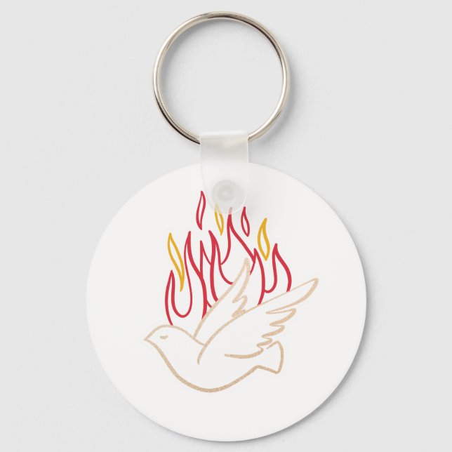 Holy Spirit -  Dove and Flames Illustration  Key Ring (Front)