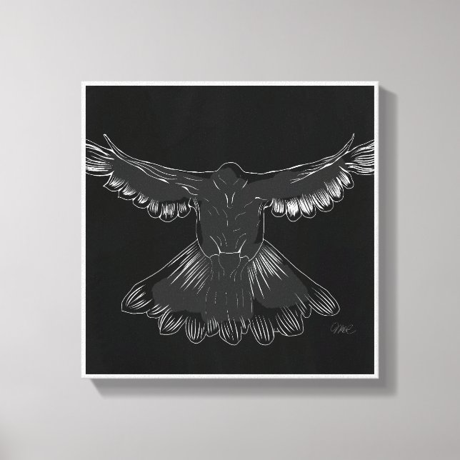 Holy Spirit Dove Design Comic Style No. 1 Black Canvas Print (Front)