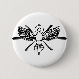 Holy Spirit Dove Religious Confirmation and Peace  6 Cm Round Badge