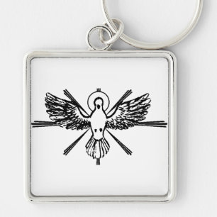 Holy Spirit Dove Religious Confirmation and Peace Key Ring