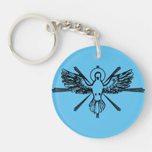 Holy Spirit Dove Religious Confirmation and Peace Key Ring