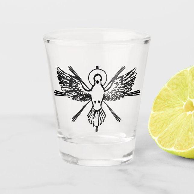 Holy Spirit Dove Religious Confirmation and Peace  Shot Glass (Front)