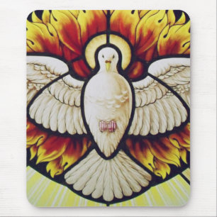 Holy Spirit dove stained glass Mouse Mat