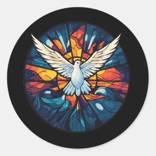 Holy Spirit Dove Stained Glass style Classic Round Sticker
