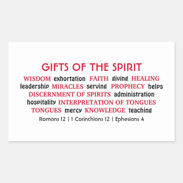 HOLY SPIRIT GIFTS | Inspirational | Christian Rectangular Sticker (Front)