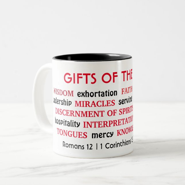 HOLY SPIRIT GIFTS | Inspirational | Christian Two-Tone Coffee Mug (Front Left)