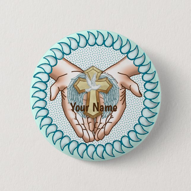 Holy Spirit Hands   6 Cm Round Badge (Front)
