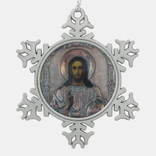 Holy Spirit Snowflake Pewter Christmas Ornament