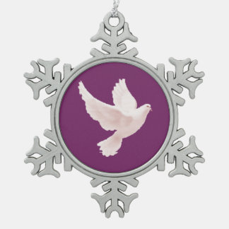 Holy Spirit Snowflake Pewter Christmas Ornament