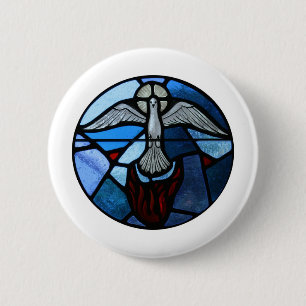 Holy Spirit Stained Glass Art 6 Cm Round Badge