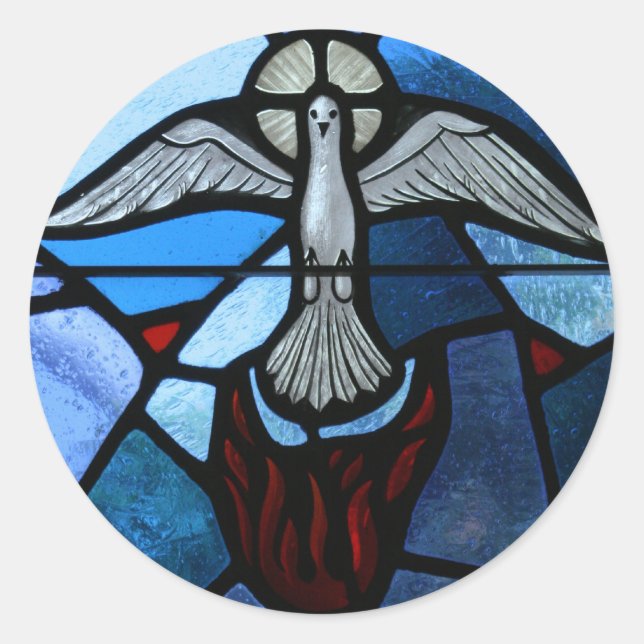 Holy Spirit Stained Glass Art Classic Round Sticker (Front)