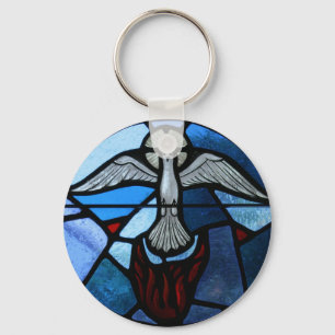 Holy Spirit Stained Glass Art Key Ring