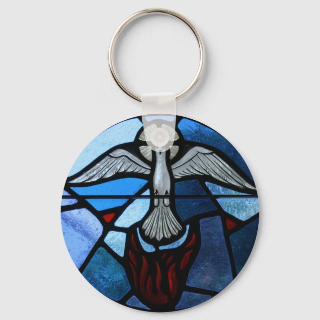 Holy Spirit Stained Glass Art Key Ring (Front)