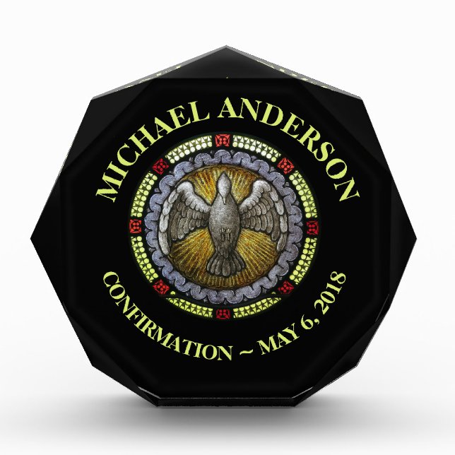 Holy Spirit Stained Glass Confirmation RCIA Photo Block (Front)