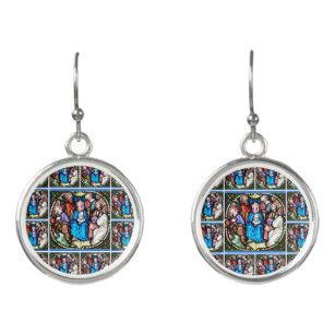 Holy Spirit Stained Glass Virgin Mary Confirmation Earrings