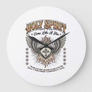 Holy Spirit Vintage Engraving Winged Heart Shirt_1 Large Clock