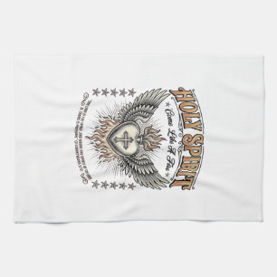 Holy Spirit Vintage Engraving Winged Heart Shirt_1 Tea Towel