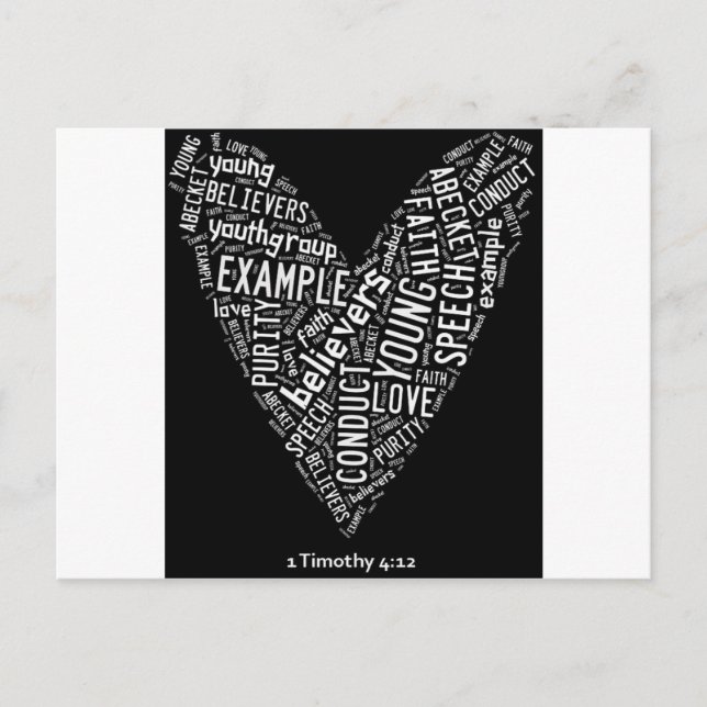 Holy Spirit Wear (Youth Gp) Black heart/white text Postcard (Front)