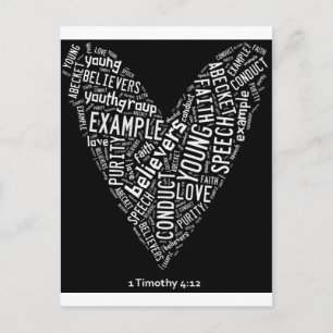 Holy Spirit Wear (Youth Gp) Black heart/white text Postcard