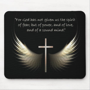 Holy Spirit Wings with Cross and Scripture Verse Mouse Mat