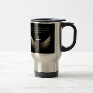 Holy Spirit Wings with Cross and Scripture Verse Travel Mug