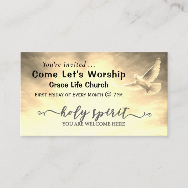 Holy Spirit Your are Welcome, Church Event Details Business Card (Front)