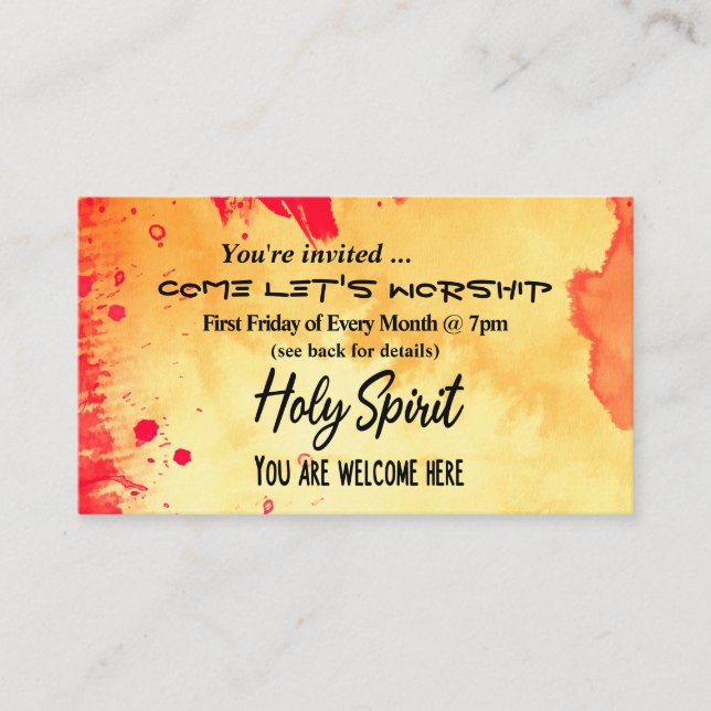 Holy Spirit Your are Welcome Here Church Flyer Business Card (Front)