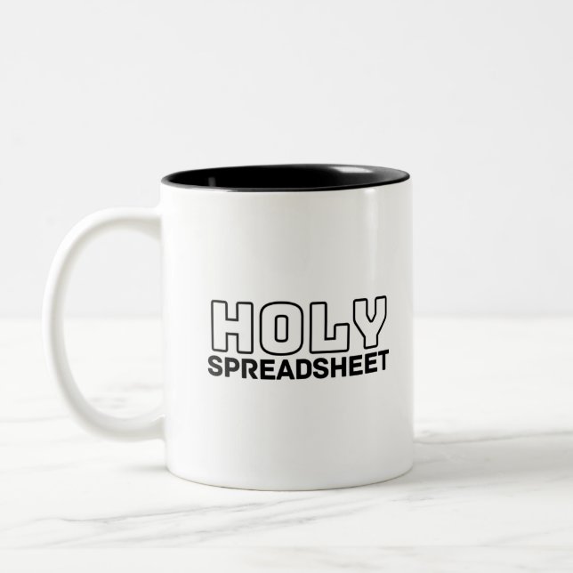 Holy Spreadsheet Two-Tone Coffee Mug (Left)