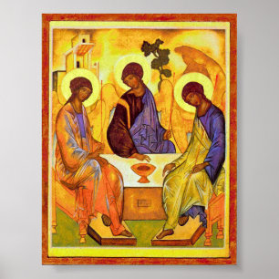 Holy Trinity by Andrei Rublev. Great painting titl Poster