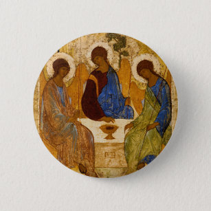 Holy Trinity Icon Rublev Byzantine Catholic Gift 6 Cm Round Badge