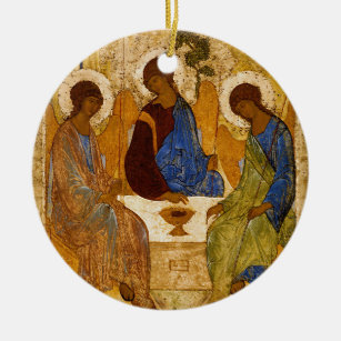 Holy Trinity Icon Rublev Byzantine Catholic Gift Ceramic Tree Decoration