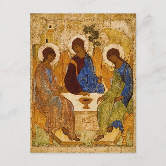 Holy Trinity Icon Rublev Byzantine Catholic Gift Postcard (Front)