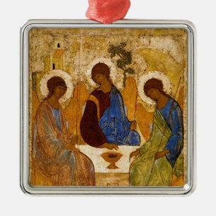 Holy Trinity Icon Rublev Byzantine Metal Tree Decoration