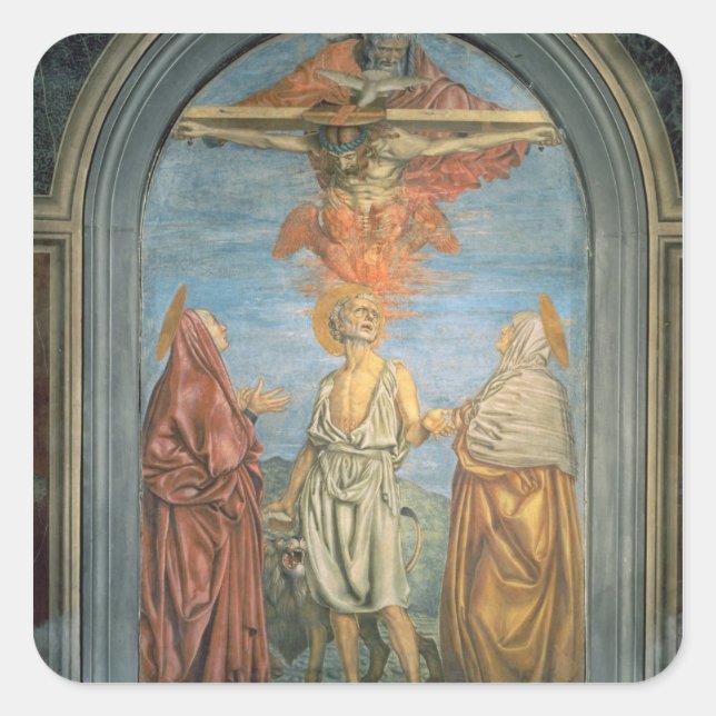 Holy Trinity with St. Jerome (fresco) Square Sticker (Front)
